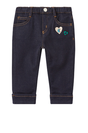EA Hearts Embroidered Jeans in Denim